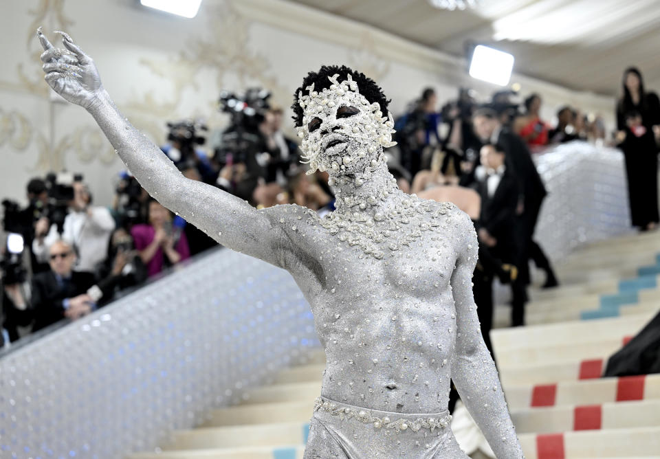 Lil Nas X attends The Metropolitan Museum of Art's Costume Institute benefit gala celebrating the opening of the "Karl Lagerfeld: A Line of Beauty" exhibition on Monday, May 1, 2023, in New York. (Photo by Evan Agostini/Invision/AP)