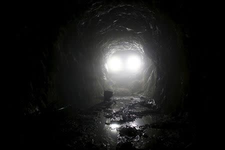 A mining car is seen in a chamber, part of the Nazi Germany "Riese" construction project, pictured near an area where a Nazi train is believed to be, in Walim near Walbrzych southwestern Poland, August 31, 2015. REUTERS/Kacper Pempel