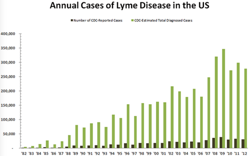 rise of Lyme disease in the US, reported and unreported cases