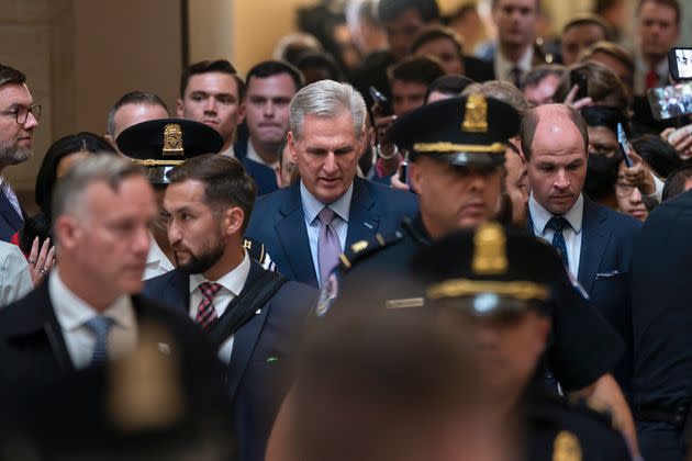 Rep. Kevin McCarthy (R-Calif.) leaves the House floor after being ousted as speaker of the House at the Capitol on Oct. 3, 2023. 