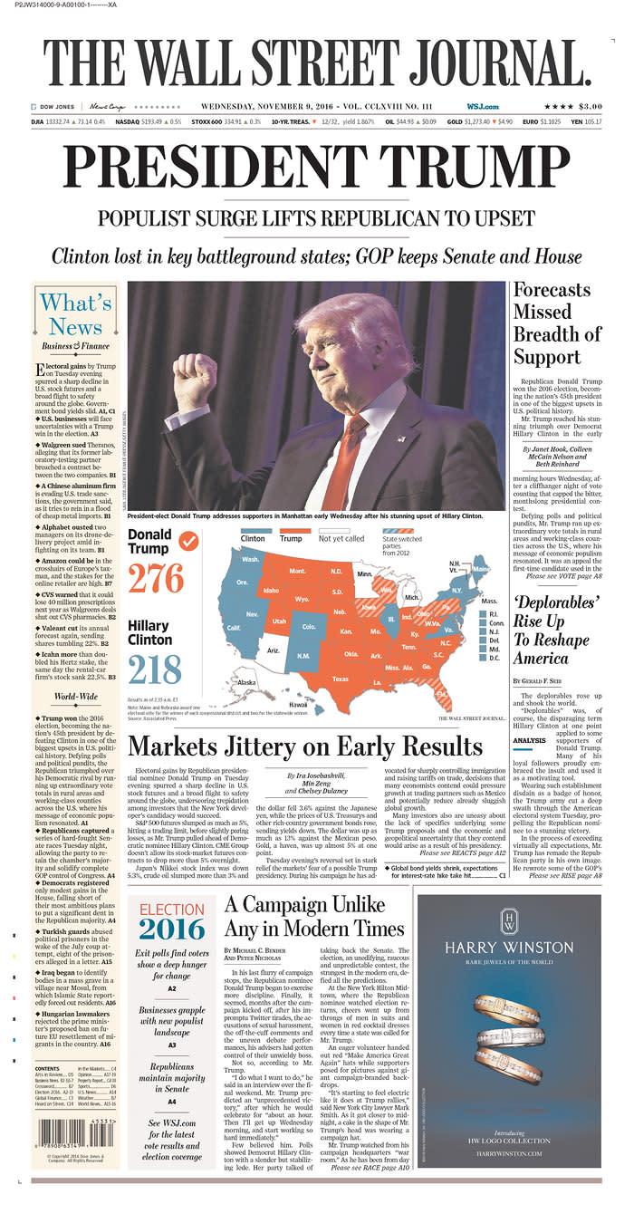 Newspapers around the world react to Donald Trump’s victory