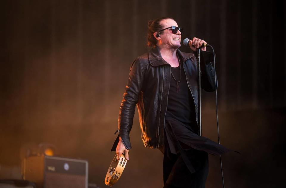 The Cult’s Ian Astbury sings with his band on the first day of Aftershock music festival on Thursday.