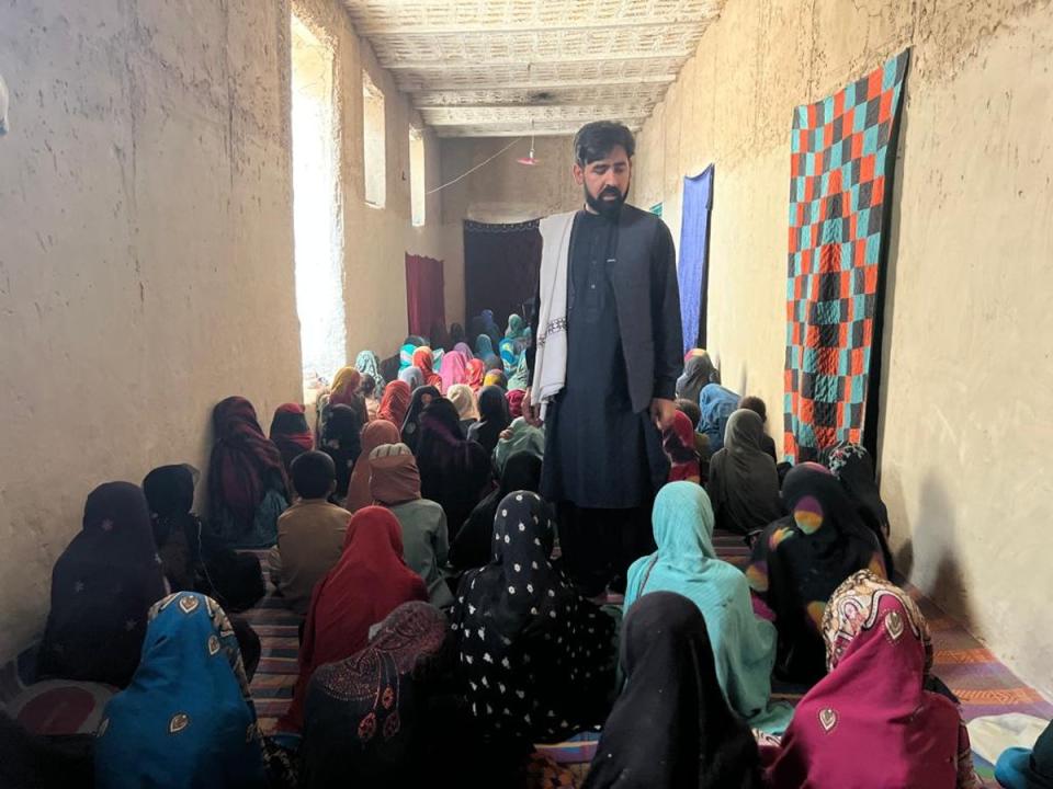Wesa during an outreach programme in a secret school inside rural Afghanistan before the Taliban arrested him (Sourced: The Independent)