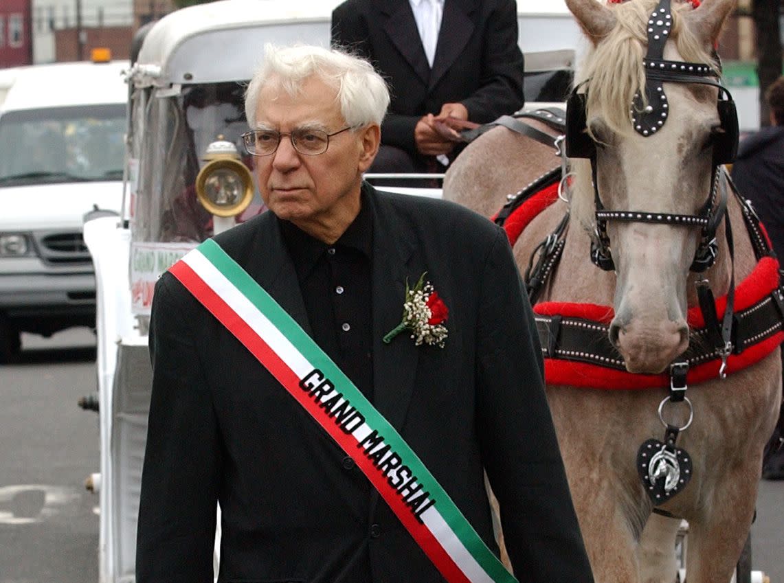 Grand Marshal Father Louis Gigante is pictured during the annual Bronx Columbus Day Parade in 2003. 