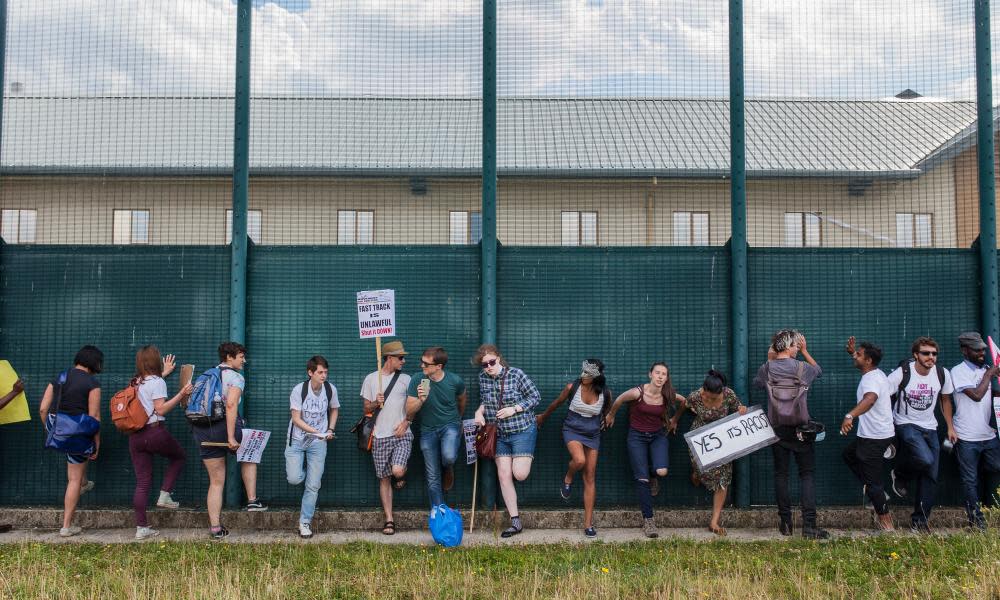 A protest outside Yarl’s Wood immigration removal centre in Bedford, UK, in August 2015