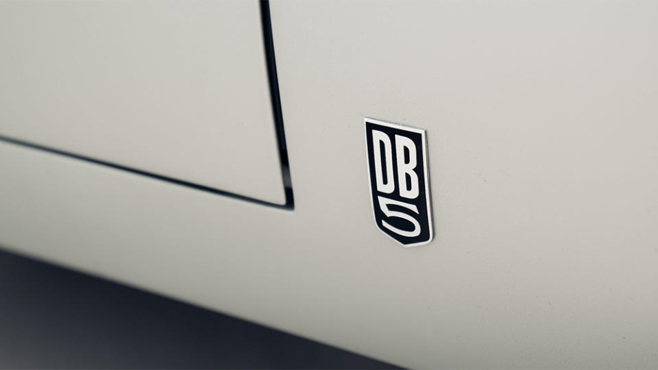 The "DB5" badge on Sean Connery's 1964 Aston Martin DB5