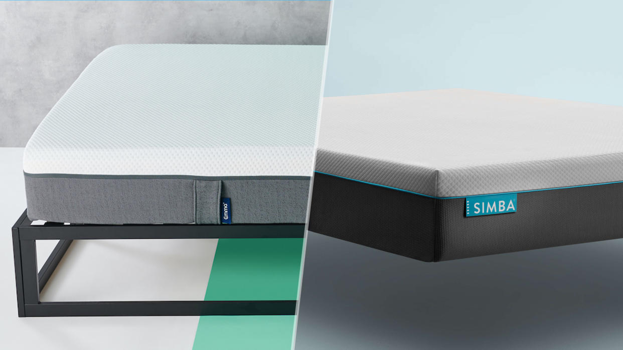  An image of the Emma Original mattress next to the Simbatex mattress. 