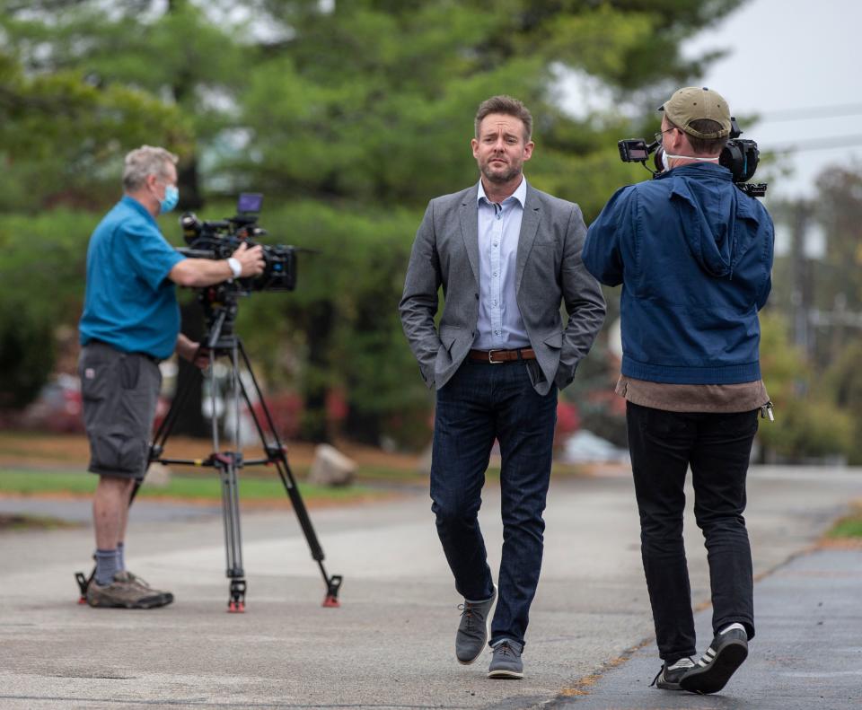 Louisville Metro Police Sgt. Jonathan Mattingly is video taped by ABC News for an interview on 20/20. Mattingly was wounded during the botched drug raid on Breonna Taylor's apartment. Oct. 20, 2020