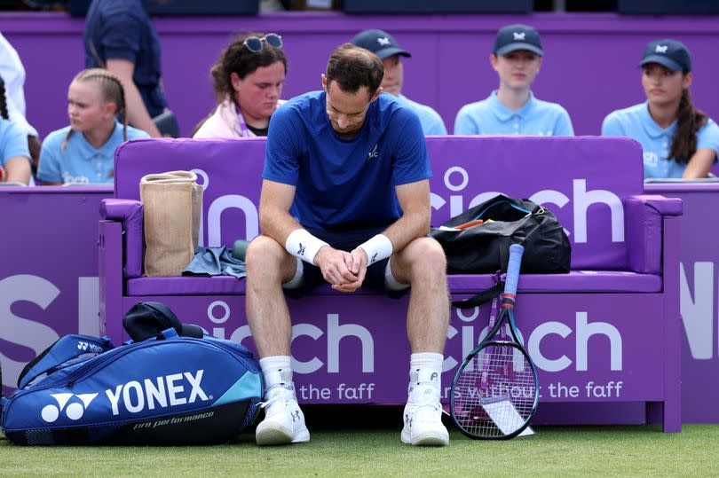 A dejected Murray after suffering an injury at The Queen's Club