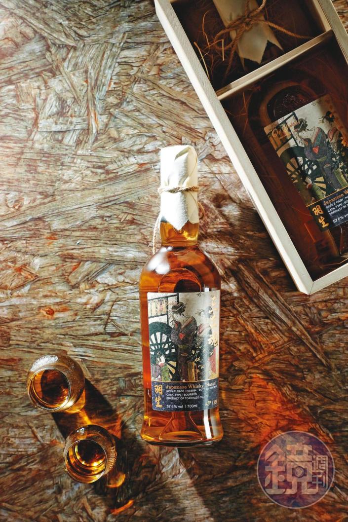 非常稀少的日本威士忌包桶「三匠魂」，共有3桶，是向當年東亞酒造創辦人肥土氏、羽生酒廠製酒匠人井上健司和島崎英人致敬之作。（礫石，52,000元／瓶）