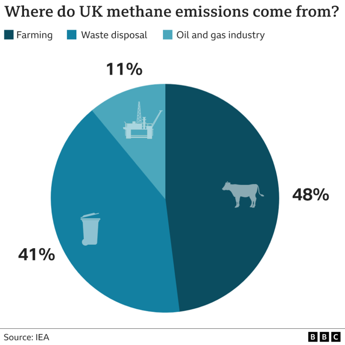 Gráfico de las emisiones de metano del Reino Unido