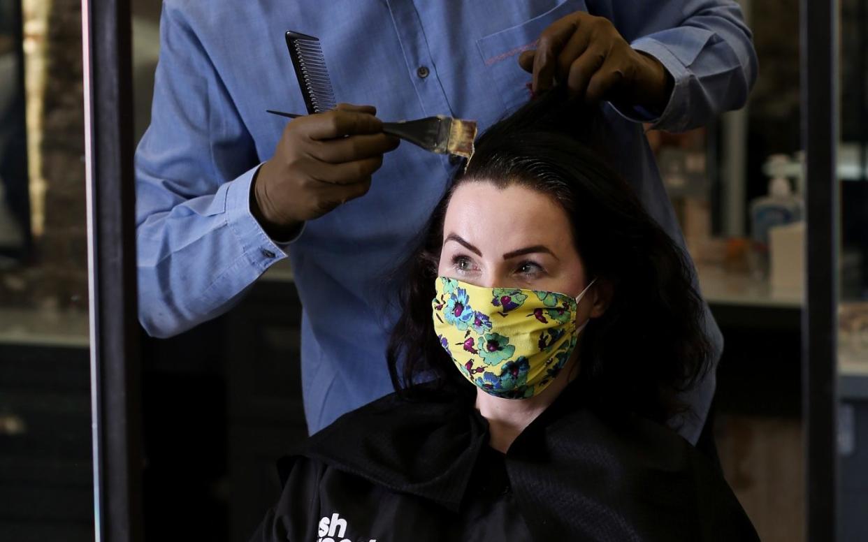 Hannah Betts was quick to have her hair cut when hairdressers reopened today following lockdown -  Clara Molden