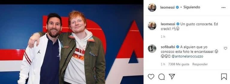 La foto que publicó Messi en su Instagram tras el encuentro con Ed Sheeran