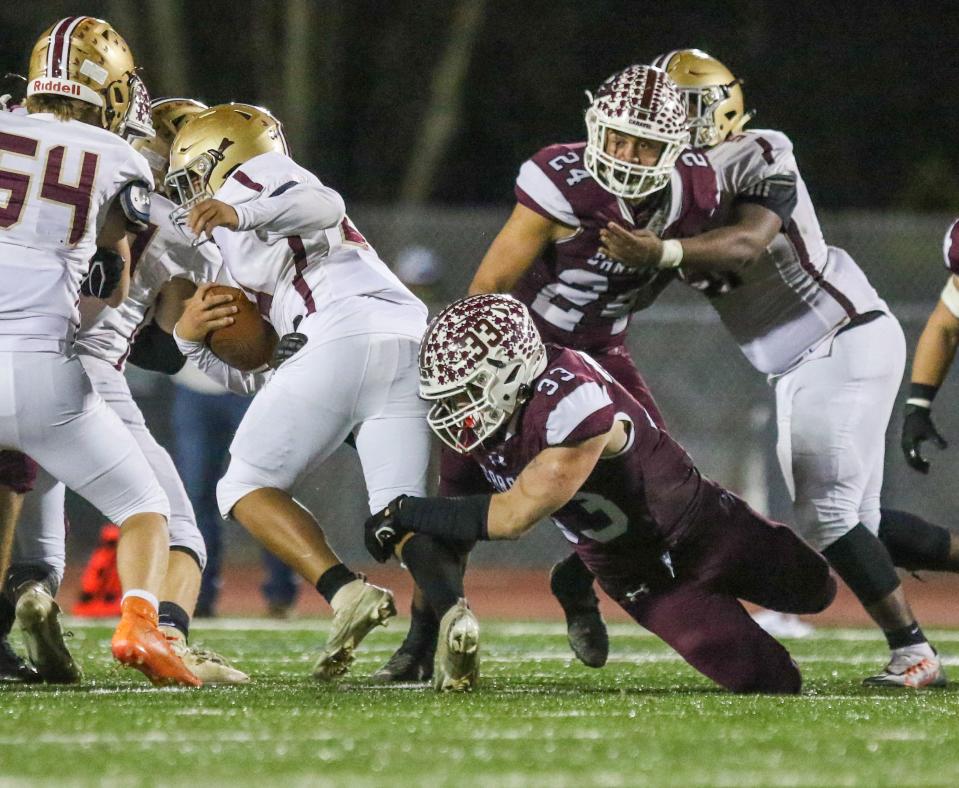 Linebacker Brock Rhoades is among many experienced players returning for Caravel.