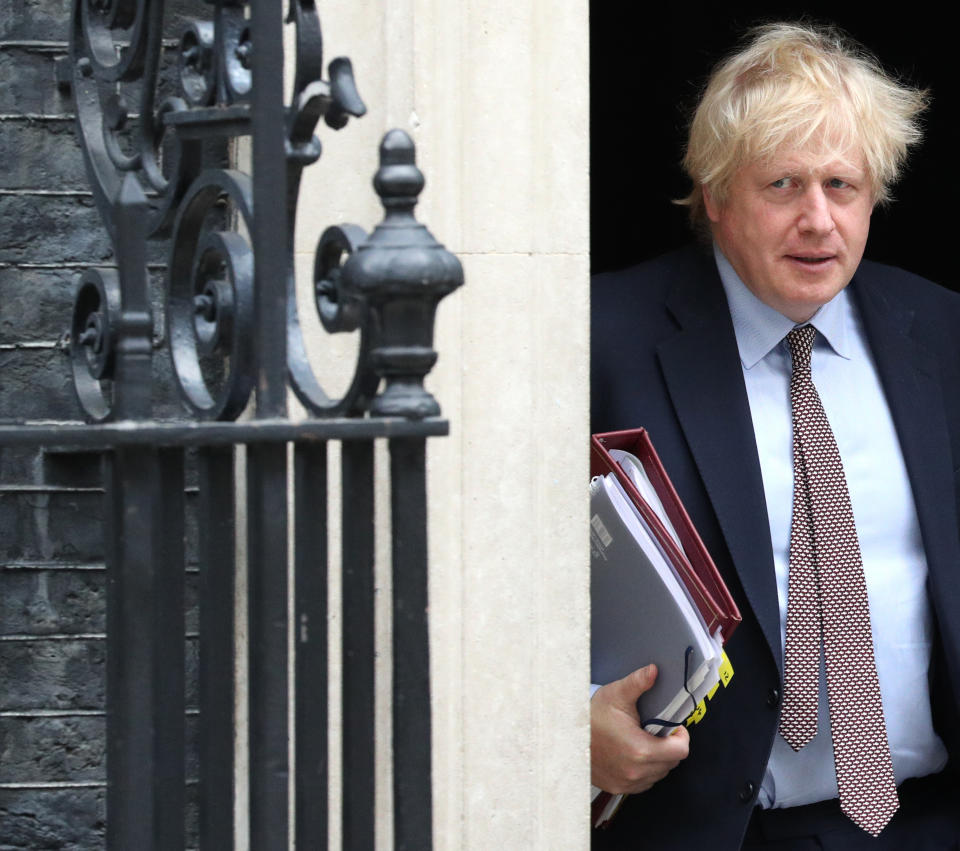 Prime Minister Boris Johnson leaves 10 Downing Street, London, for PMQs in the House of Commons.