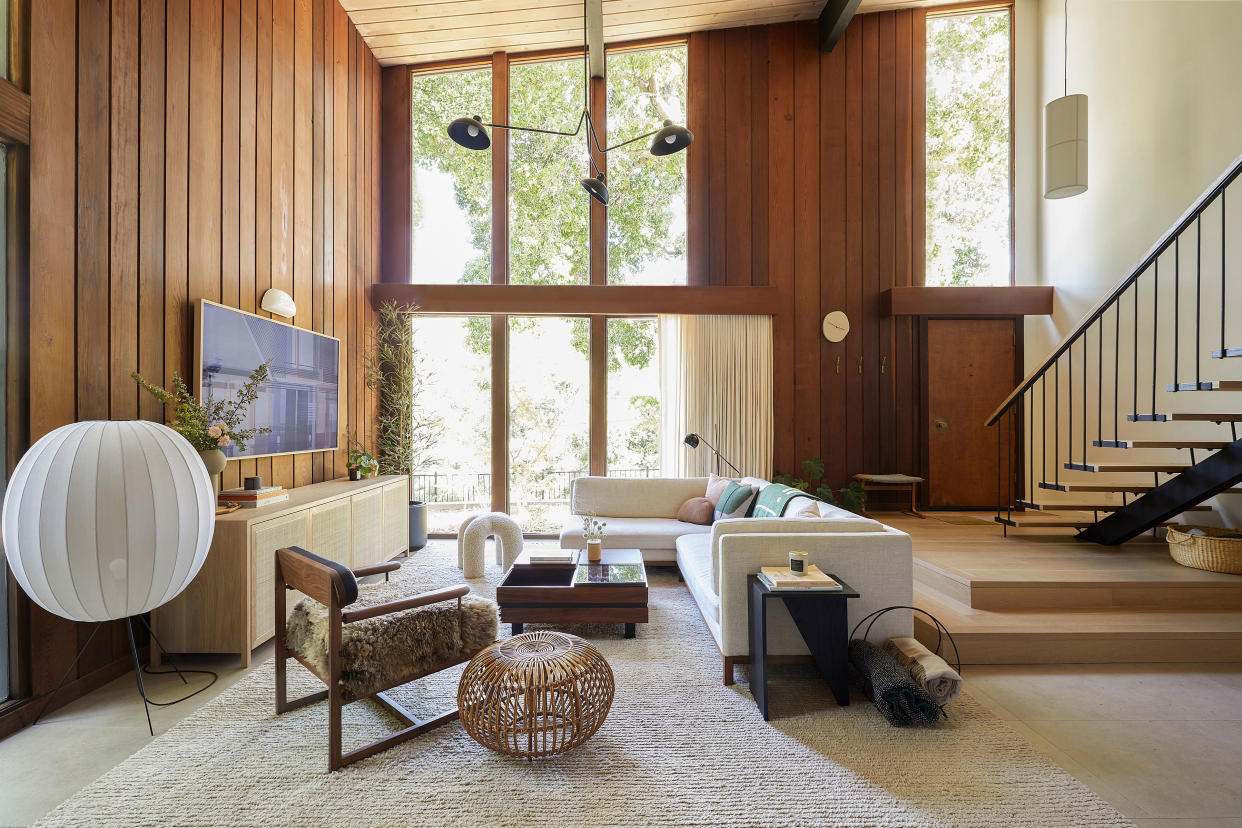  A living room in a mid century home. 