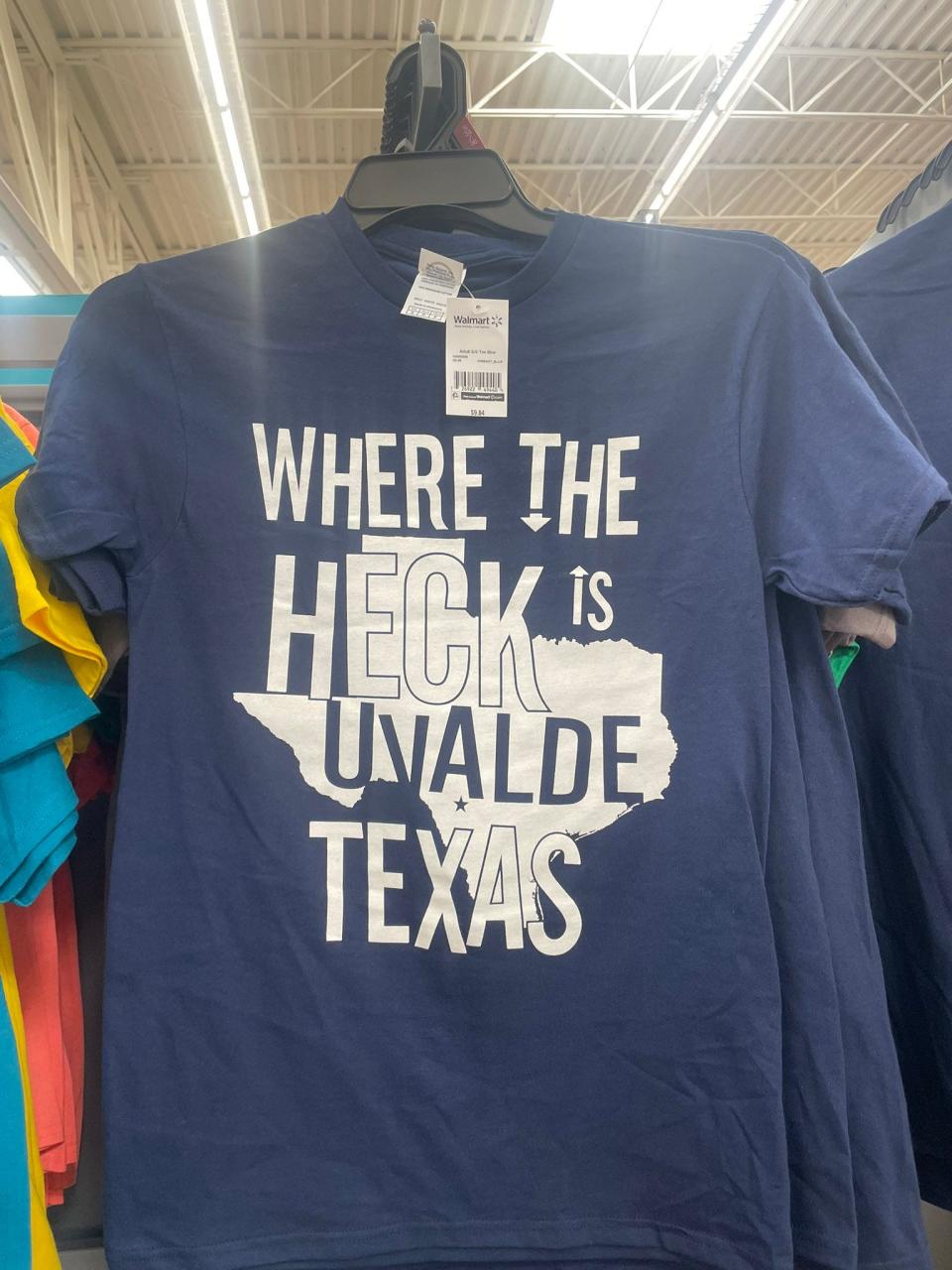 A shirt sold at Walmart. Brett Cross, father of Uziyah Garcia, a 10-year-old killed in the Robb Elementary School shooting, called the retail giant out for the shirt on social media. The thread prompted the store to issue an apology.