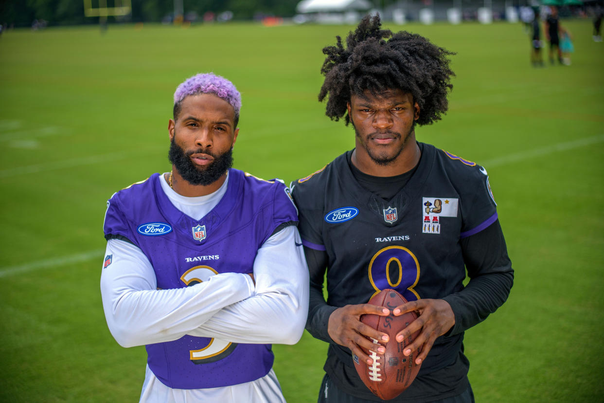 Odell Beckham Jr.'s connection with quarterback Lamar Jackson couldn't get the Ravens over the top in the AFC Championship Game. (Karl Merton Ferron/The Baltimore Sun/Tribune News Service via Getty Images)