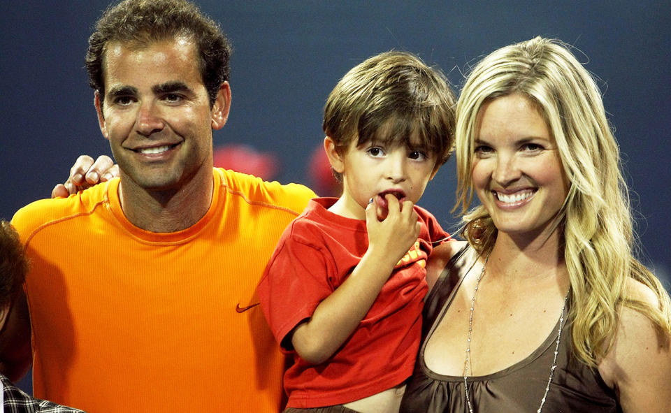 Pete Sampras, pictured here with son Ryan and wife Bridgette Wilson in 2009.