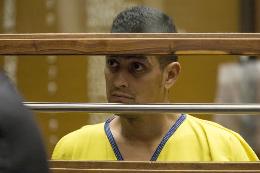 LOS ANGELES, CA. OCTOBER 30, 2014 --- David Martinez appears in Los Angeles Superior Court, on Thursday October 30, 2014, where his arraignment on capital murder charges in the shooting death of a Pomona police SWAT officer Shaun Diamond was postponed. (Irfan Khan / Los Angeles Times)