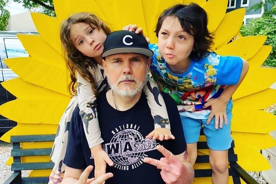 <p>Billy Corgan/Instagram</p> Billy Corgan with son Augustus and daughter Philomena