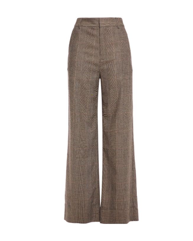 Checked woven wide-leg pants