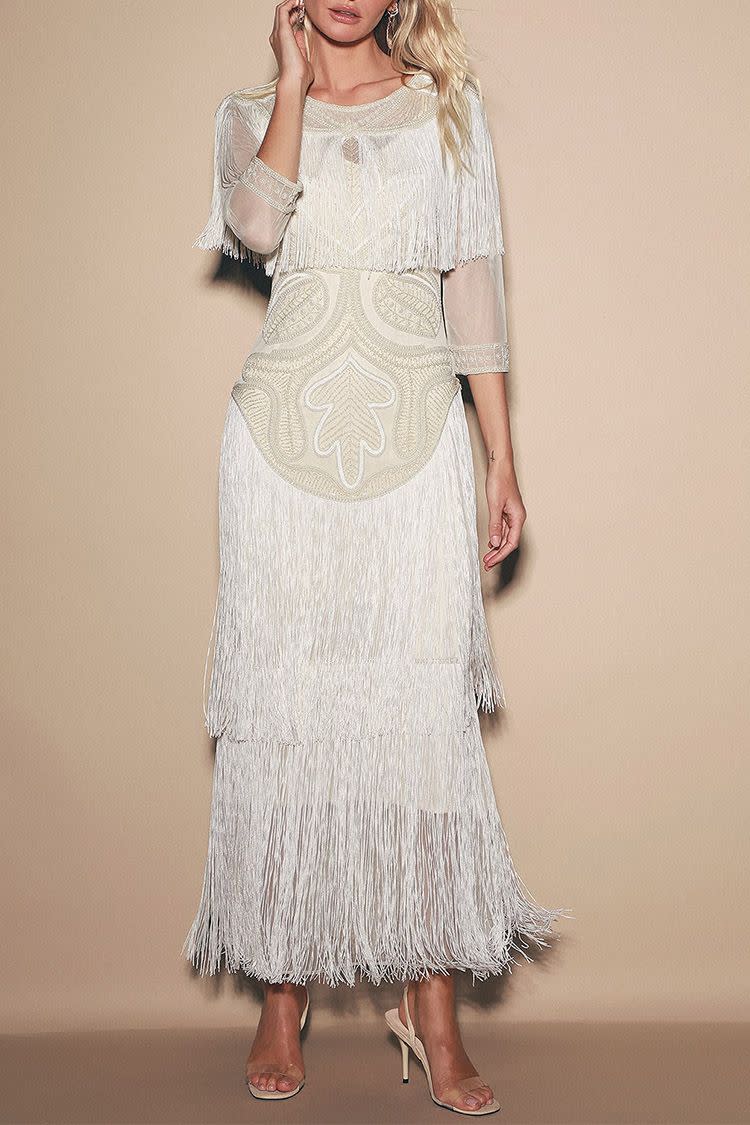 Gatsby Lady Glam Beaded Fringe Maxi Dress