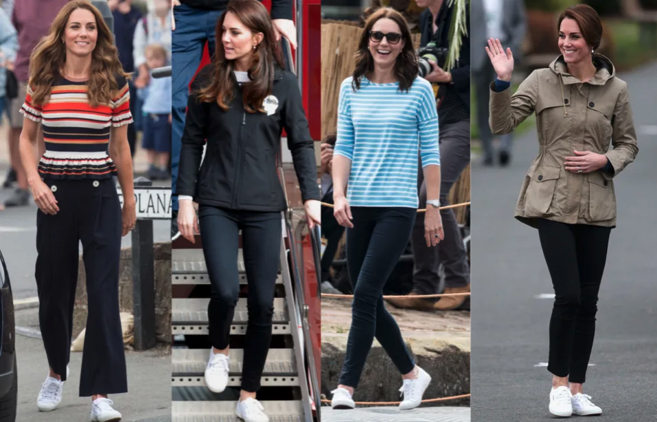 The Duchess of Cambridge is frequently spotted wearing Superga sneakers. (Getty Images)