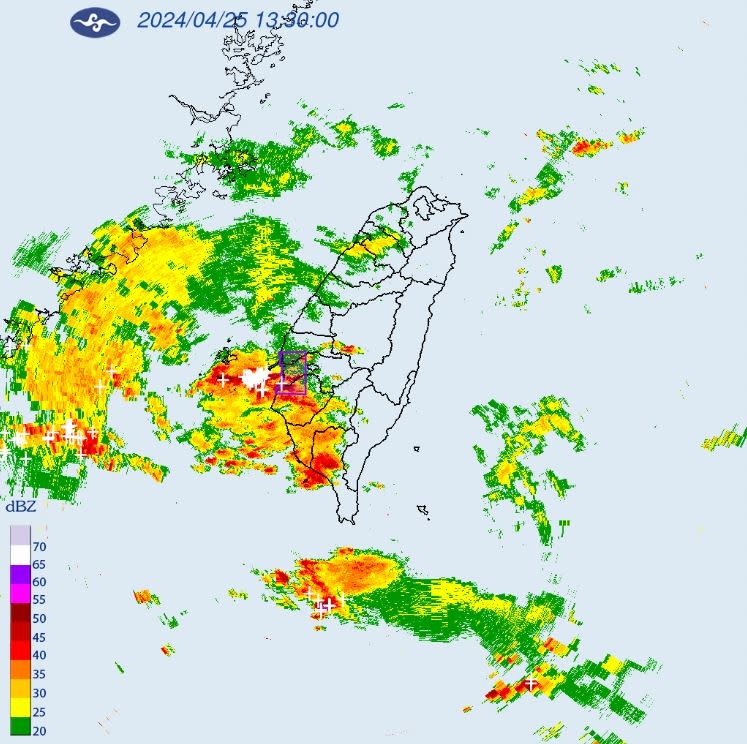 氣象署針對雲林縣、台南市、嘉義縣發布大雷雨即時訊息。（圖／氣象署）