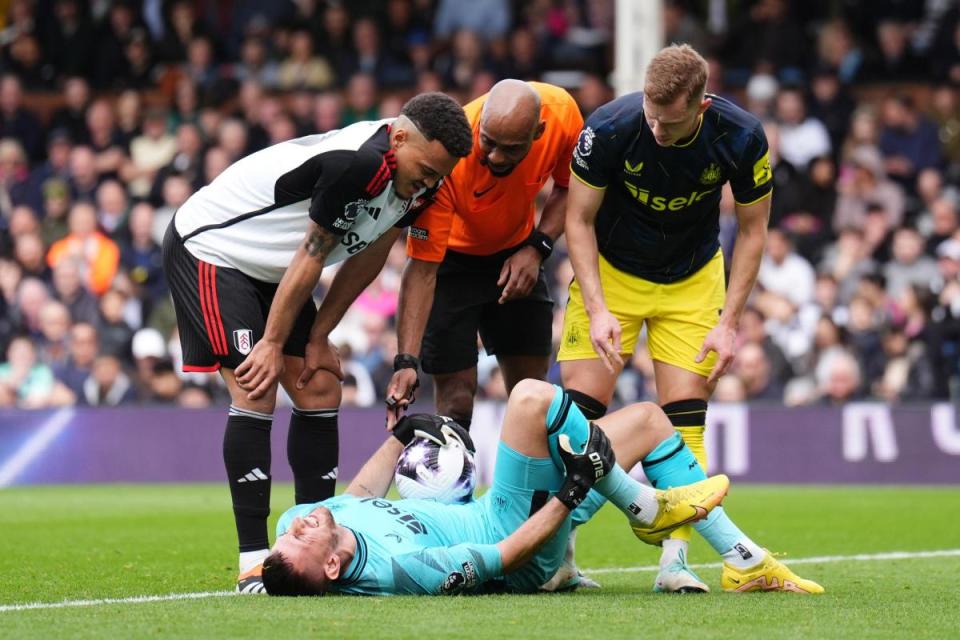 A prone Martin Dubravka during Newcastle's win over Fulham <i>(Image: PA)</i>