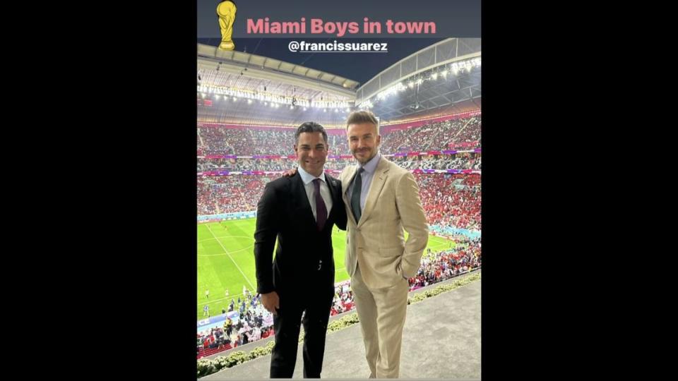 Francis Suárez y David Beckham en el Mundial de Quatar.