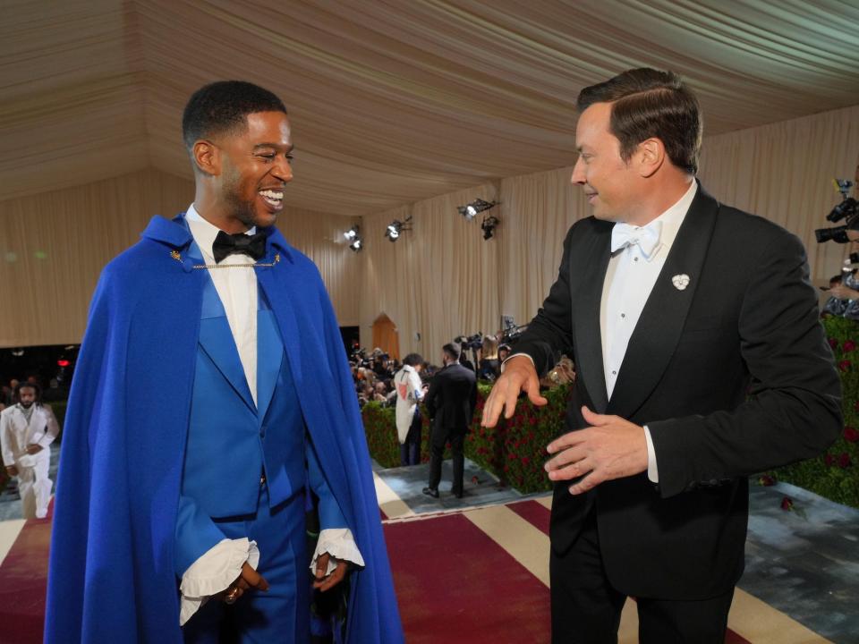 Kid Cudi and Jimmy Fallon enter the Met Gala on May 2, 2022.