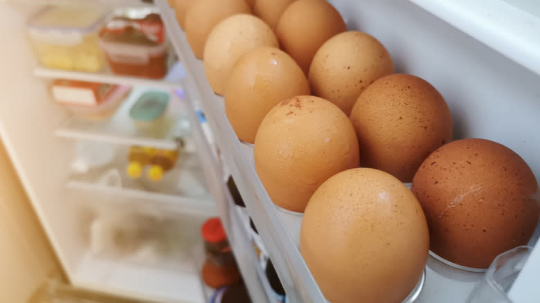 eggs in fridge door