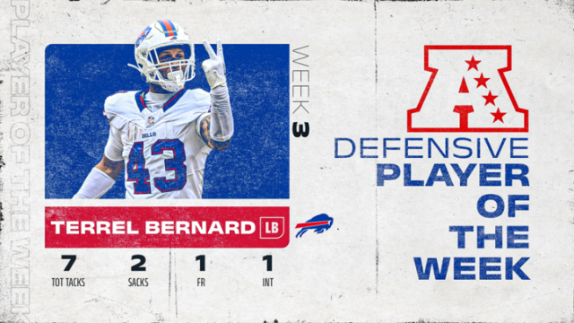 Bills LB Terrel Bernard named AFC Defensive Player of the Week