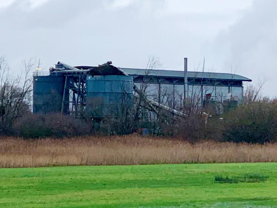 A warehouse in Avonmouth, near Bristol, where emergency services were called to reports of a large blast (@jawadburhan98/Twitter/PA)