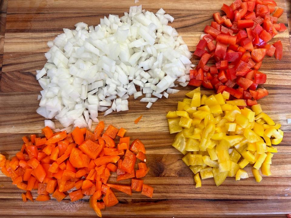 Chopping veggies for Best Damn Chili