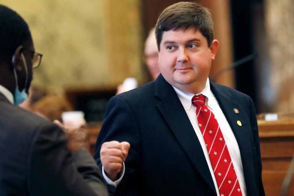 "Let me just be blunt: This flag, if we let it, it’s going to tear us apart," said Republican Sen. Jeremy England, at the Capitol in Jackson, Miss.  “That flag is going to change."