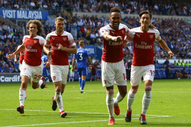 Pierre-Emerick Aubameyang got up and running for the season as he found the net in Arsenal's win at Cardiff