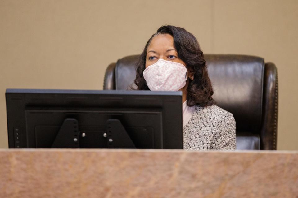 City Attorney Cassandra Jackson listens as a speaker presents during a CRA meeting at City Hall Thursday, Sept. 9, 2021.