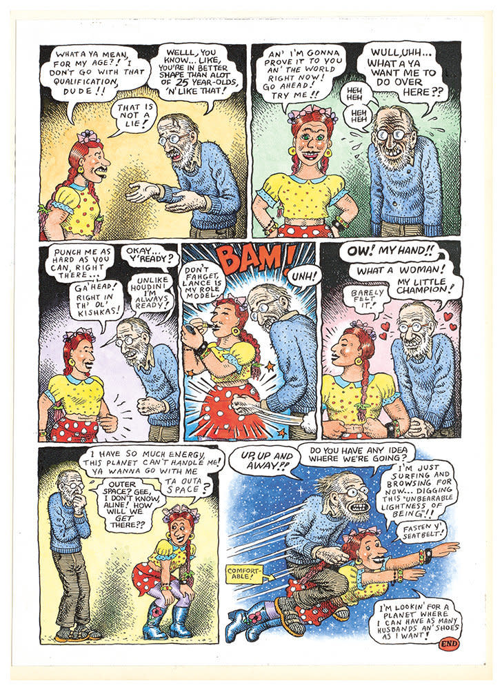 Aline Kominsky-Crumb and R. Crumb, "A Love Story: 35 Years in the Harness Together!," page 2, 2007, colored copies, 2 pages (Photo: David Zwirner)