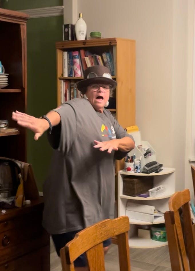 Peggy McGowan dances at a family party. McGowan of Fall River, was a social worker and longtime crossing guard for Fall River Public Schools beloved by students.