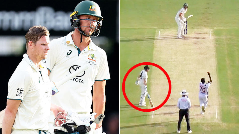 Steve Smith and Josh Hazlewood, pictured here in the second Test between Australia and West Indies.