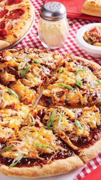 The Kansas City BBQ Chicken Pizza in the “Chuck E. Cheese and Friends Party Cookbook.”