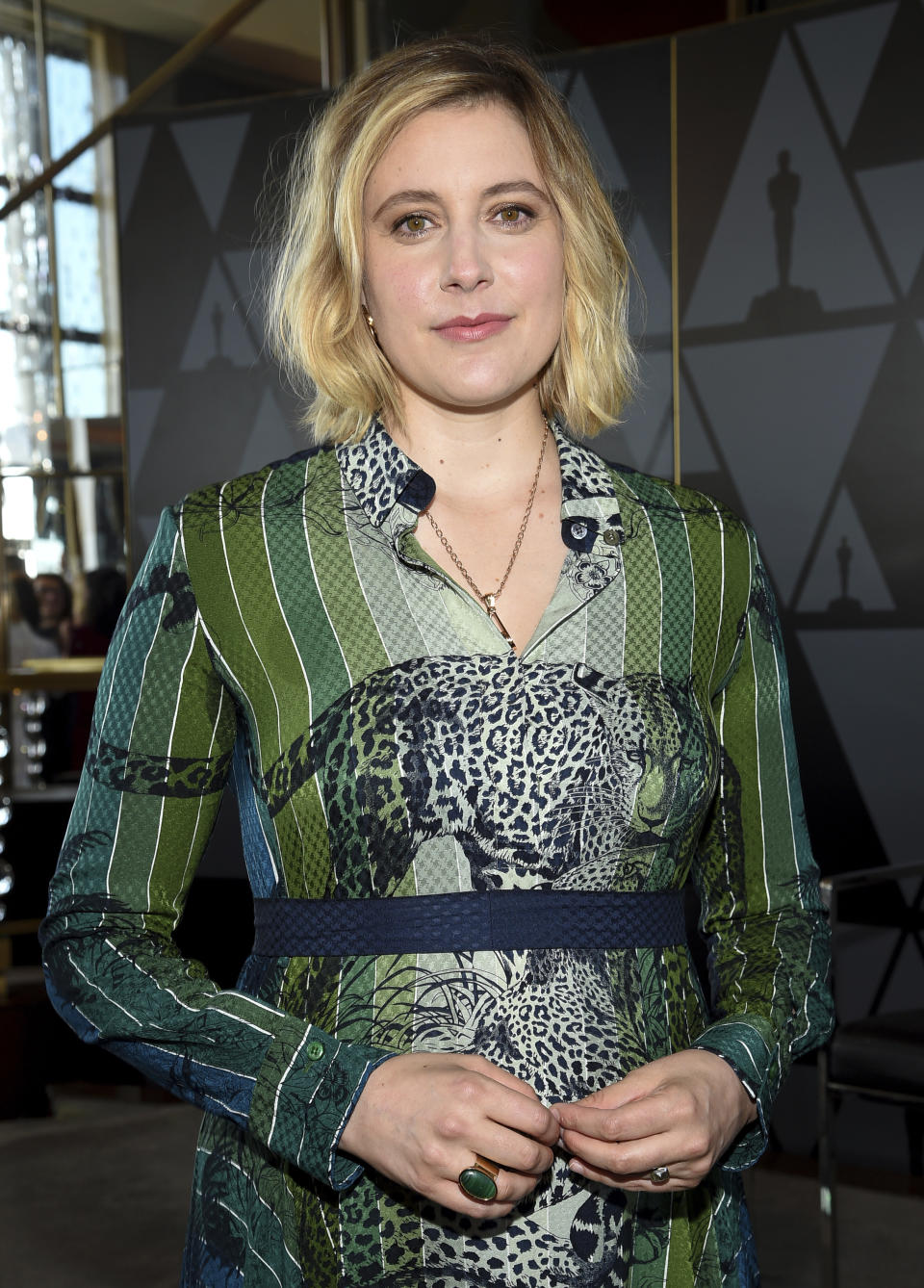 Actor-director Greta Gerwig attends the Academy of Motion Picture Arts and Sciences Women's Initiative New York luncheon at the Rainbow Room on Wednesday, Oct. 2, 2019, in New York. (Photo by Evan Agostini/Invision/AP)