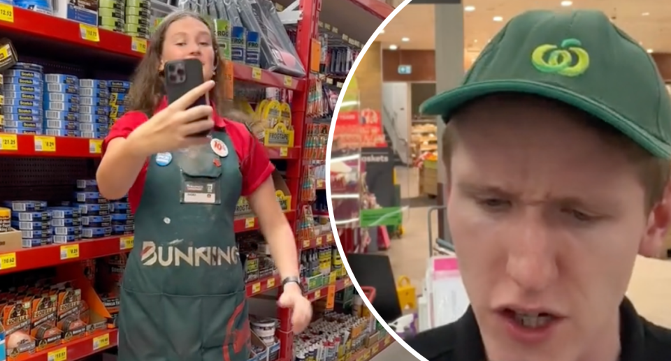 Bunnings and Woolworths workers on TikTok