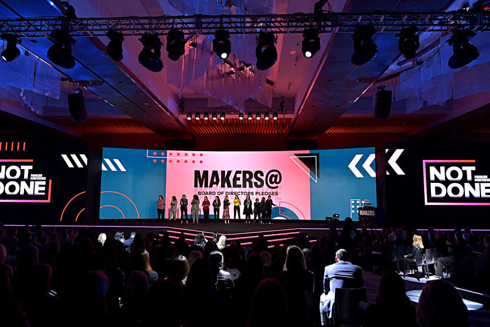 MAKERS@ Board of Directors speak onstage during the 2020 MAKERS Conference on February 11, 2020 in Los Angeles, California. (Photo by Emma McIntyre/Getty Images for MAKERS)