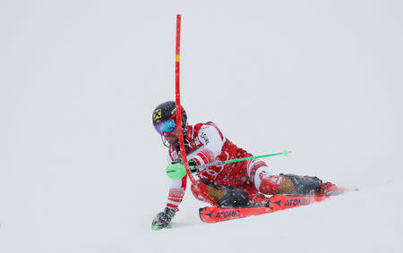 Alpine Skiing - Alpine Skiing World Cup - Men's Slalom - Adelboden, Switzerland - January 13, 2019 Austria's Marcel Hirscher in action REUTERS/Stefan Wermuth