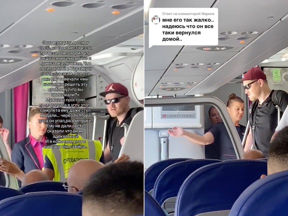 The passenger argued his case with cabin crew before being removed  (TikTok/@mbbddk)