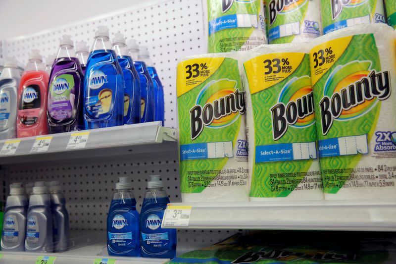 FILE PHOTO: Procter & Gamble's Dawn and Bounty are seen in a store in Manhattan, New York, U.S.