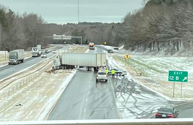 This was the scene on U.S. 321 northbound near the Dallas exit on Saturday, Jan. 22, 2022. Icy roads were the apparent blame for this tractor-trailer getting into a minor wreck.